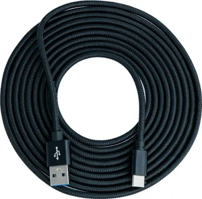 Produktbild von SYSTEM-S USB 3.1 Kabel 3 m Typ C Stecker zu 3.0 Typ A Stecker  Kabel geflochten Schwarz