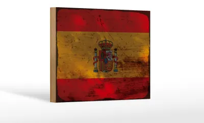 Produktbild von Holzschild Flagge Spanien 18x12 cm Flag of Spain Rost Dekoration