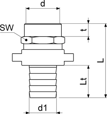 Produktbild von Js Standrohrverschraubung 3Tlg.,Flachdichtend,Ig 1 1/4",Ms