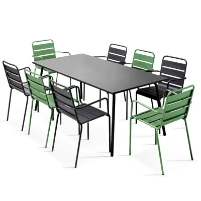 Produktbild von Metallgartenlounge aus 1 Tisch und 8 Sesseln Grüner Kaktus - Oviala Palavas