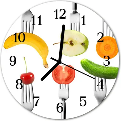 Produktbild von Glasuhr Wanduhr Küchenuhr Echt-Glas 30fi cm Früchte mehrfarbig