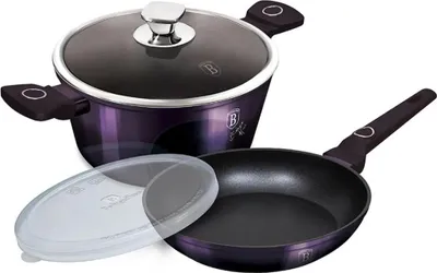 Produktbild von Topf- und Pfannenset 24cm mit Titanbeschichtung, 4-teilig, BERLINGER HAUS Purple Eclipse BH-7102