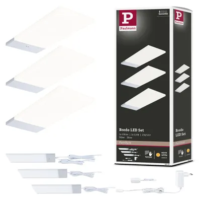 Productafbeelding van Paulmann LED-onderkastlamp Bredo, set van 3 met bewegingssensor