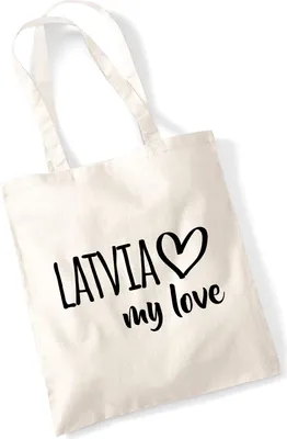 Produktbild von Huuraa Jutebeutel Latvia my love 10 Liter Natural Baumwolle Tasche Geschenkidee