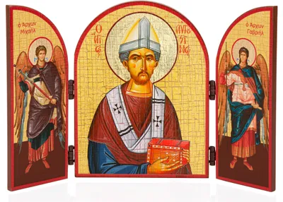 Produktbild von NKlaus Heiliger Augustinus Ikone Triptychon Holz 25x16cm Christlich 13802