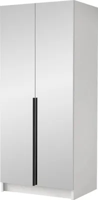 Produktbild von MIRJAN24 Kleiderschrank Bono III, Schlafzimmer, Drehtürenschrank, mit Kleiderstange, Modern, Garderobenschrank, Metallgriffe (Farbe: Weiß / Weiß + Schwarz)