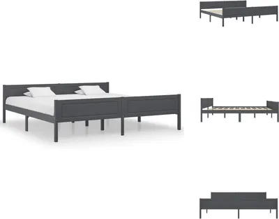 Produktbild von vidaXL Massivholzbett Grau Kiefer 200x200 cm -  Betten & Bettgestelle
