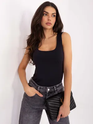 Produktbild von Ärmelloses Damen Basic Top figurbetont Rundhals Schwarz M