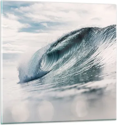 Produktbild von Bilder auf glas - Einteilig - Welle Meer Ozean - 40x40cm - Glasbilder - Wandbilder - Bilder - zum Aufhängen bereit - Wanddekoration aus Glas - Glas Bilder - Wandbild auf Glas - GAC40x40-4516