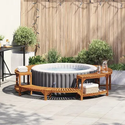 Produktbild von Whirlpool-Umrandung – Spa-Verkleidung – Jacuzzi-Gehäuse – Massives Akazienholz – Durchmesser 255 cm – Wetterbeständig