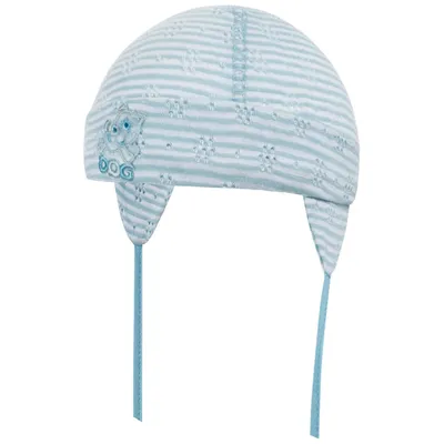 Produktbild von Erstlingsmütze Babymütze Jungen Übergangsmütze Bindemütze, Hellblau-Hund, Gr. 38