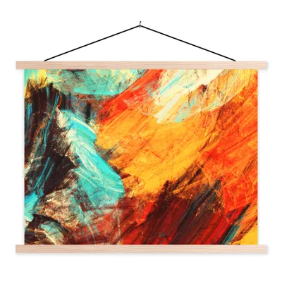 Produktbild von MuchoWow® Textilposter Gemälde - Abstrakt - Öl 60x45 cm mit holzfarbenen Rahmen - Bild