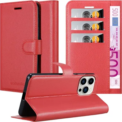 Obrázok produktu pre Cadorabo Puzdro pre Apple iPhone 14 PRO Ochranné puzdro v červenej farbe Puzdro na mobil s magnetickým zatváraním