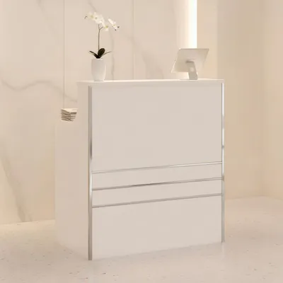 Obrázek produktu pro Recepce kadeřnická lakovaná Alexa 80 cm kosmetická do salonu kabinetu SPA bílá
