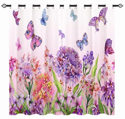 Verdunkelungsvorhang mit Blumenmuster, 2 Paneele, B117xH137 cm