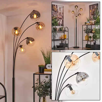 Produktbild von Cesaro Stehlampe aus Metall/Glas in Schwarz/Bernstein/Rauch/Klar