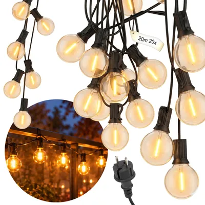 Produktbild von MasterLED Lichterkette Außen 20 m 20 x E12 G40 2700 K IP44 für Garten Terrasse