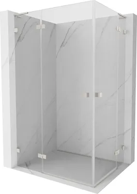 Image de Mexen Lunar L Duo cabine de douche pivotante 100 x 90 cm, transparent, nickel brossé - 834L-100L-090P-97-00