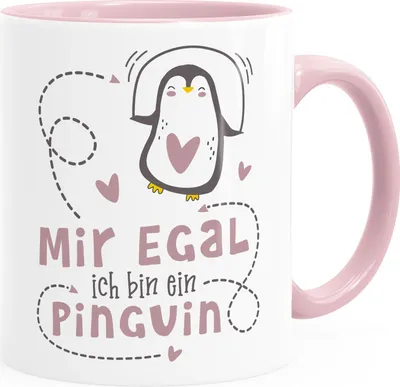 Produktbild von Kaffee-Tasse Spruch Mir egal ich bin ein Pinguin lustige Spruch-Tasse SpecialMe® rosa inner-rosa Keramik-Tasse