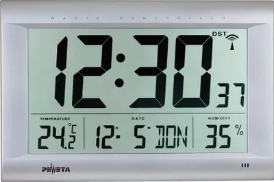 Obrázek produktu pro Peweta digitale Funkwanduhr DCF77 silber
