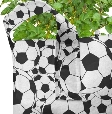 Produktbild von ABAKUHAUS Fußball Zuchttöpfe 5er-Pack, Monochrome Balls Jungen, hochleistungsfähig Stofftöpfe mit Griffen für Pflanzen, 5 Gallonen, Schwarz-Weiss