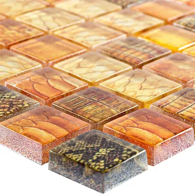 Produktbild von Glasmosaik Fliesen Python Orange 23