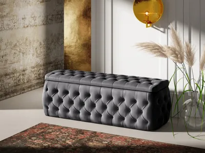 Produktbild von Polsterhocker mit Stauraum ERNESTO 120x50x45 cm Elisa Velvet Anthrazit
