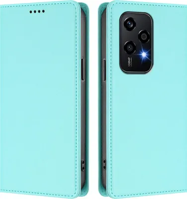 Obrázek produktu pro Kožené pouzdro pro Honor 200 Lite, magnetické flipové pouzdro zPolyuretankůže se stojánkem Mátově zelená