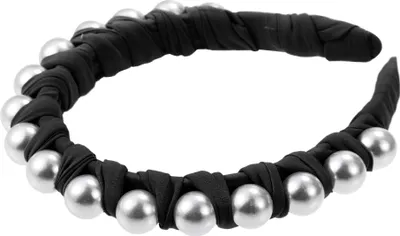 Produktbild von 1 Stück geflochtenes Haarband mit Kunstperlen, modisches Haarband für Damen, Schwarz, 2 cm breit