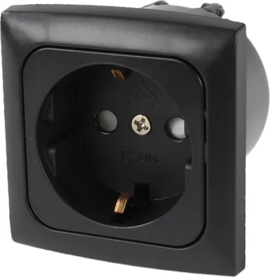 Zdjęcie produktu dla C-Line Presto Inprojal CBE gniazdo Schuko + ramka maskująca + gniazdo iso 220 / 230 Volt czarny