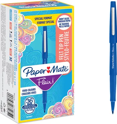 Produktbild von Paper Mate Flair Filzstifte | mittlere Spitze (0,7 mm) | blau | 36 Stück