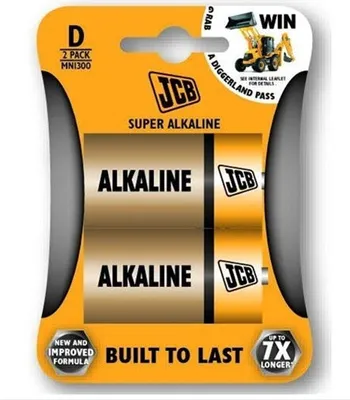 Produktbild von JCB 2x D, Einwegbatterie, D, Alkali, 1,5 V, 2 Stück(e), Sichtverpackung