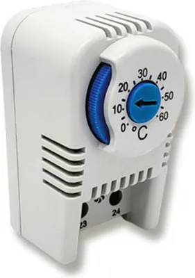 Productafbeelding van Thermostaat, Serie: THS 1041, Afmetingen L/B/H: 61,0 mm x 34,0 mm x 48,0 mm, met contact voor ventilatorregeling, instelbereik: 0°C tot