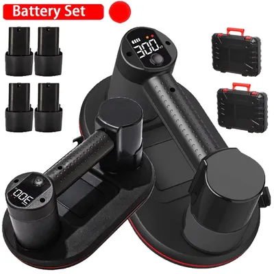 Immagine prodotto di Sollevatore a vuoto elettrico – Sollevatore per vetro e piastrelle con ventosa – Capacità di sollevamento: 300 kg – Display intelligente – Batteria da 3600 mAh – Ricarica tramite USB-C – 2 batterie