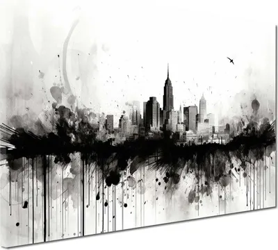Produktbild von New York abstrakt schwarz weiß  Wandbild LeinwandbildKunstdruck XL Wanddeko: 60x40x2cm