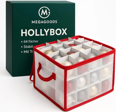 Image de Boîte de rangement pour boules de Noël 64 compartiments stable DE.