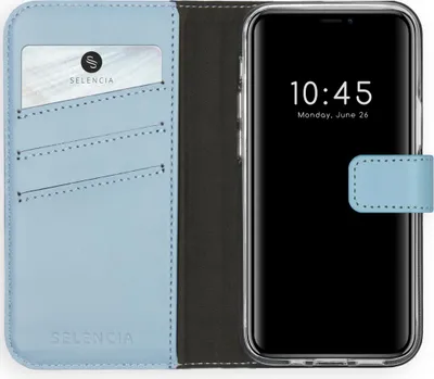 Immagine prodotto di Custodia a libro in vera pelle Selencia per iPhone 12 Mini - Air Blue