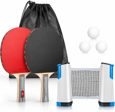 Produktbild von Tischtennis Set mit ausziehbarem Netz Ping Pong Schläger Bälle mobiles Tischtennis Zubehör