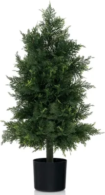 Obrázek produktu pro Umělý cedrový topiary strom s květináčem a listy odolné proti slunci borovice