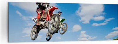 Produktbild von Bild auf Leinwand - Leinwandbild - Motorrad Reiter Himmel - 160x50cm - Wand Bild - Wanddeko - Leinwanddruck - Bilder - Kunstdruck - Wanddekoration - Leinwand bilder - Wandkunst - AB160x50-0126