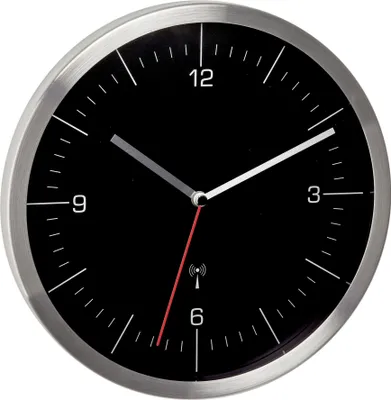 Obrázok produktu pre TFA-Dostmann 60.3544.01, Múr, Rádiom riadené hodiny, Kolo, Nerezová oceľ, Nerezová oceľ, Sklo