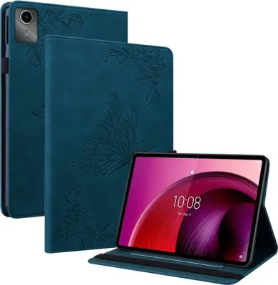 Produktbild von Lenovo Tab M11 Hülle - Schmetterling & Blumen Klapphülle - Blau