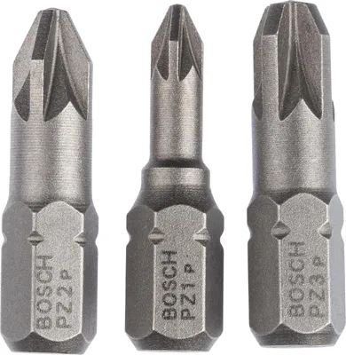 Image de Jeu d'embouts de vissage, Extra Hard, 3 pces, PZ1, PZ2, PZ3, 25 mm