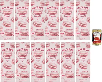 Produktbild von Cuorenero Macaron Fragola, gluten frei, gluten free, Kosher, Macaron Erdbeercreme 12x 42g + Italian Gourmet polpa 400g