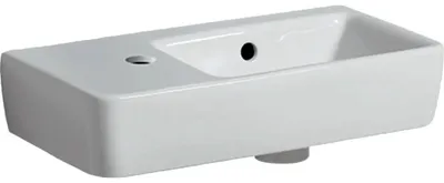 Obrázok produktu pre Geberit umývadlo RENOVA COMPACT 500 x 250 mm, s prepadom, polička vľavo, otvor na batériu vľavo biely 276350000