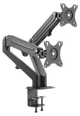 Image de Support de moniteur double Toboli avec ressort à gaz pour deux moniteurs 17-27 pouces Support de table VESA