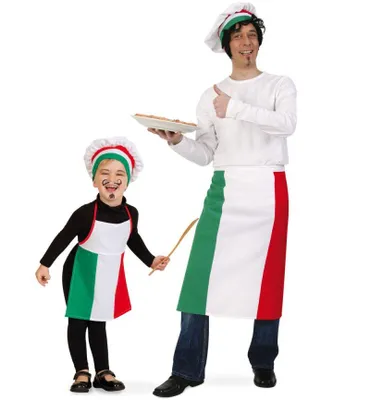 Produktbild von Kostüm "Pizzabäcker" (Schürze + Mütze) für Erwachsene und Kinder Mottoparty Italien Pizzeria (Einheitsgröße)