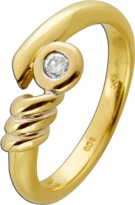 Produktbild von Diamantring Gold 585 14K Solitär Diamant 0.08ct 18