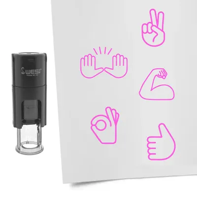 Obrázok produktu pre Sada pečiatok CombiCraft ručičky emojis ružové s 5 pečiatkami