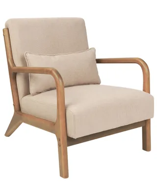 Obrázek produktu pro BELIANI Béžové křeslo čalouněné látkou dřevěné nohy s područkami a polštářem v retro designu